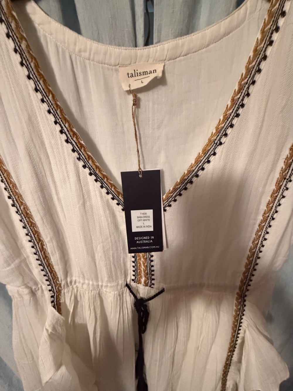 White Embroidered Ruffle Midi Dress - Picture 2 of 4